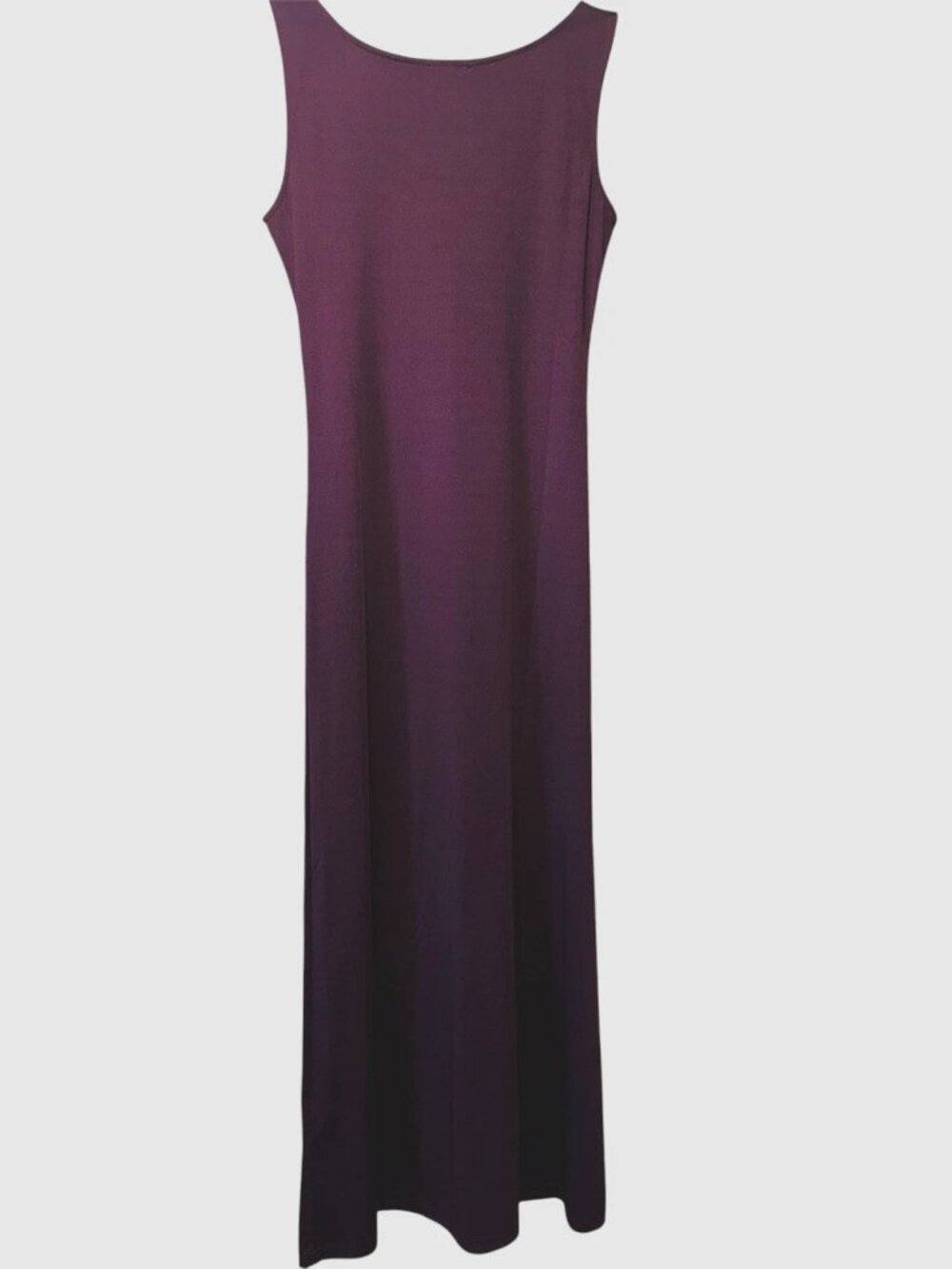 Miss Lavish London Plum Maxi Dress Stretch Knit Minimalist Chic 10/12 Quiet Luxe - Picture 3 of 5